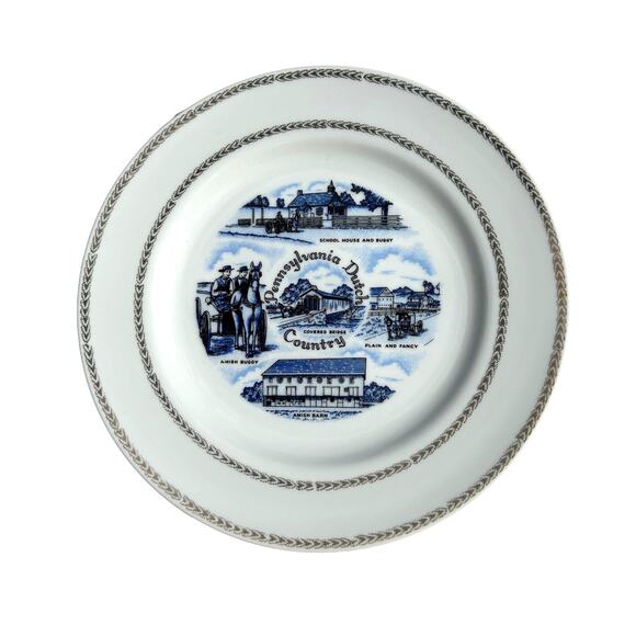 VTG Pennsylvania Dutch Country Collector Plate MCM Lancaster Allentown Reading - Picture 1 of 7